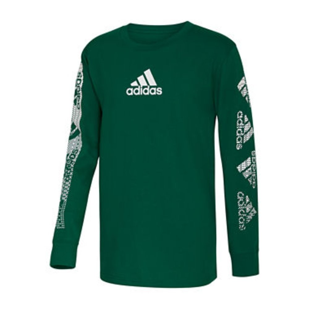 Adidas Big Boys Crew Neck Long Sleeve T-Shirt, XLarge, Green